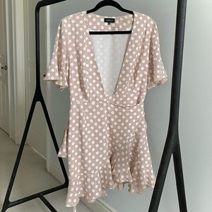 Majorelle Polka Dot Deep V-Neck Wrap Dress